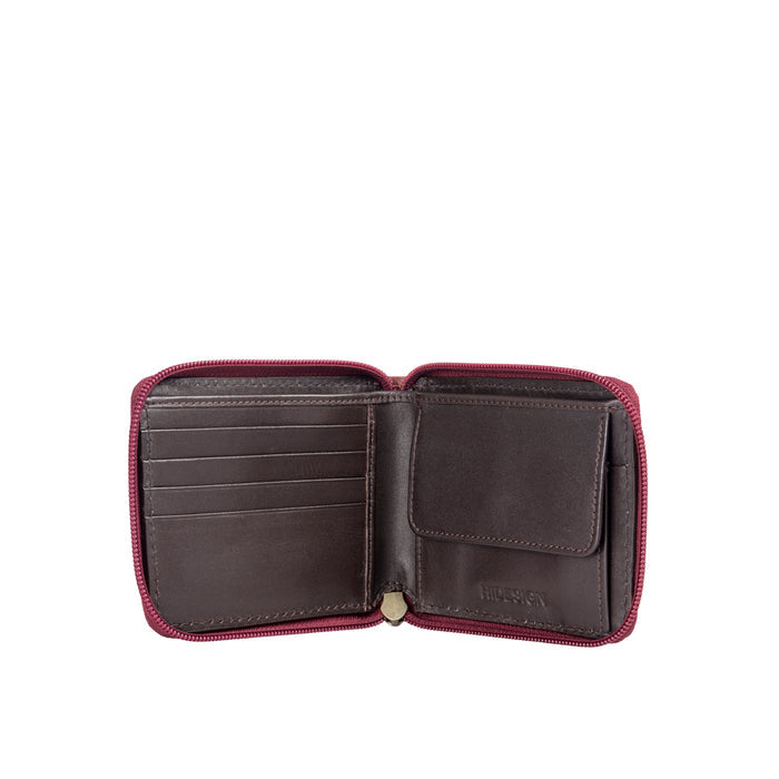 Ee 310-030  Red Leather Zip Around Wallet