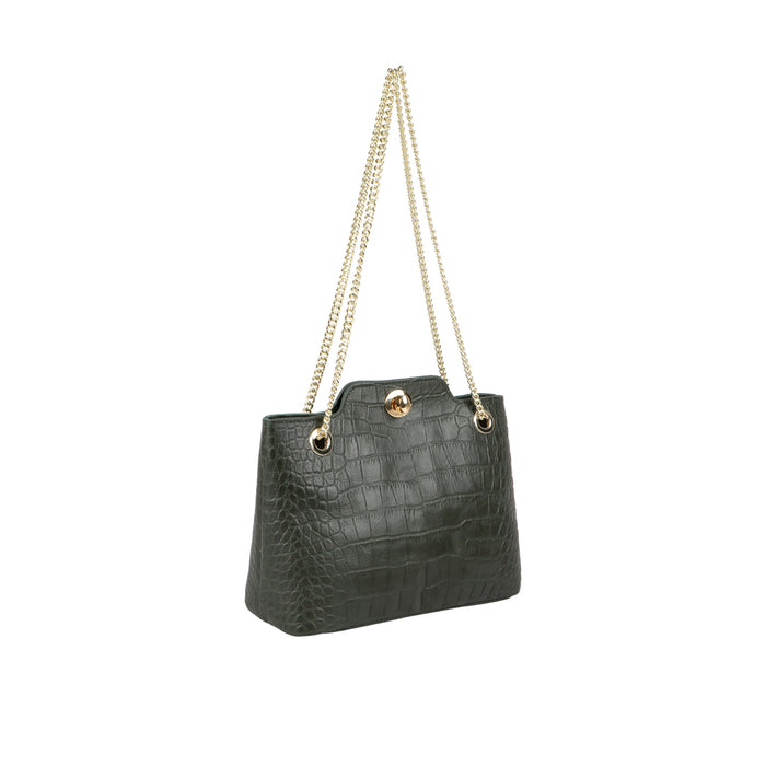 Ee Aliya 01 Green Leather Shoulder Bag