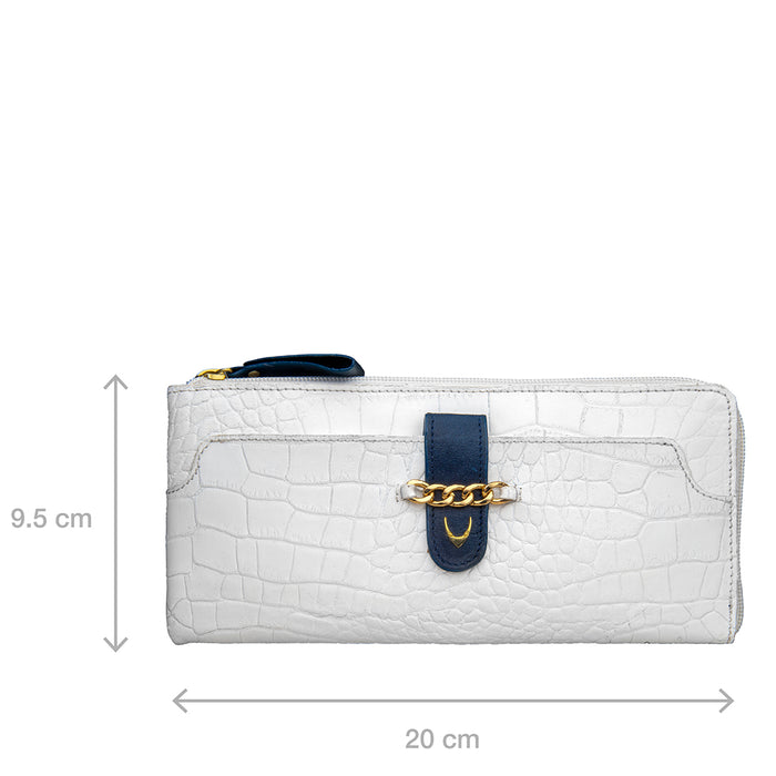 Ee Atria W2  White Leather Zip Around Wallet
