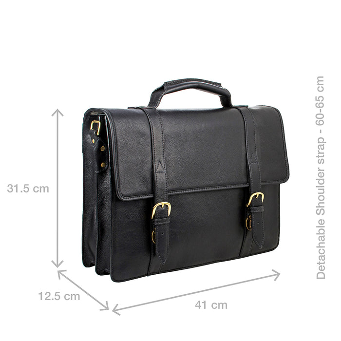 Ee Bennett 2 Black Leather  Briefcase