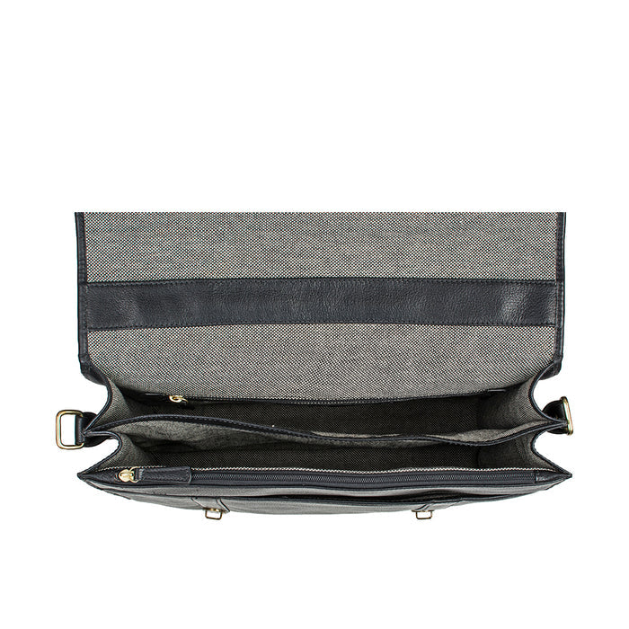 Ee Bennett 2 Black Leather  Briefcase