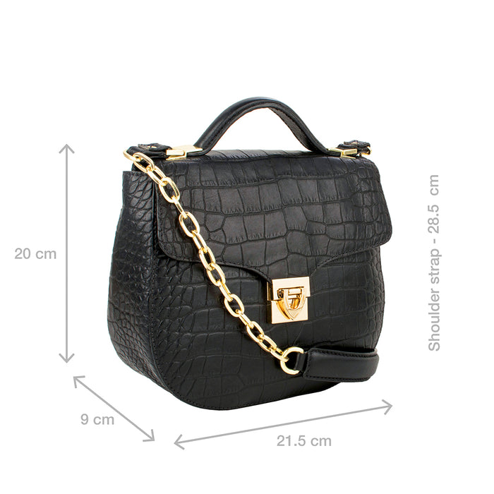 Ee Elsa Black Leather Satchel