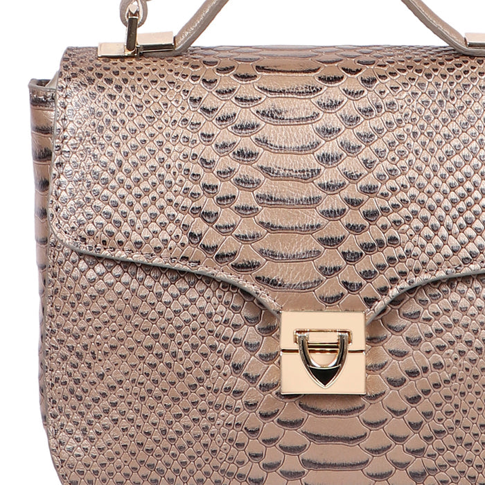 Ee Elsa Grey Leather Satchel