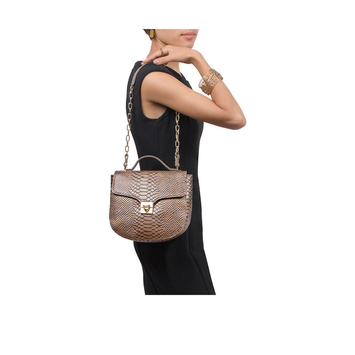 Ee Elsa Grey Leather Satchel