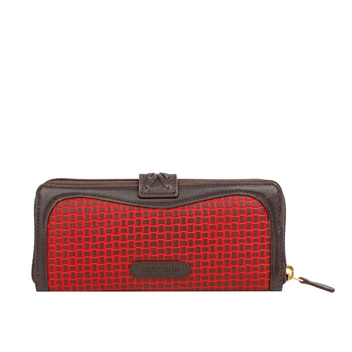 Ee Frieda W2  Red Leather Zip Around Wallet