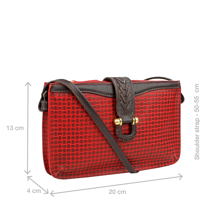 Ee Frieda W3  Red Leather Sling Wallet