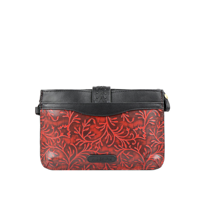 Ee Frieda W3  Red Leather Sling Wallet
