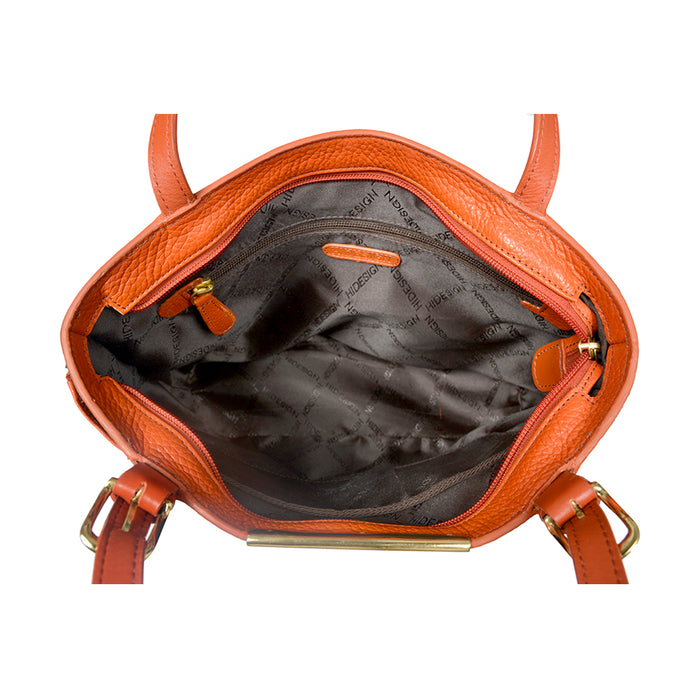 Ee Gemini 01 Orange Leather Tote Bag