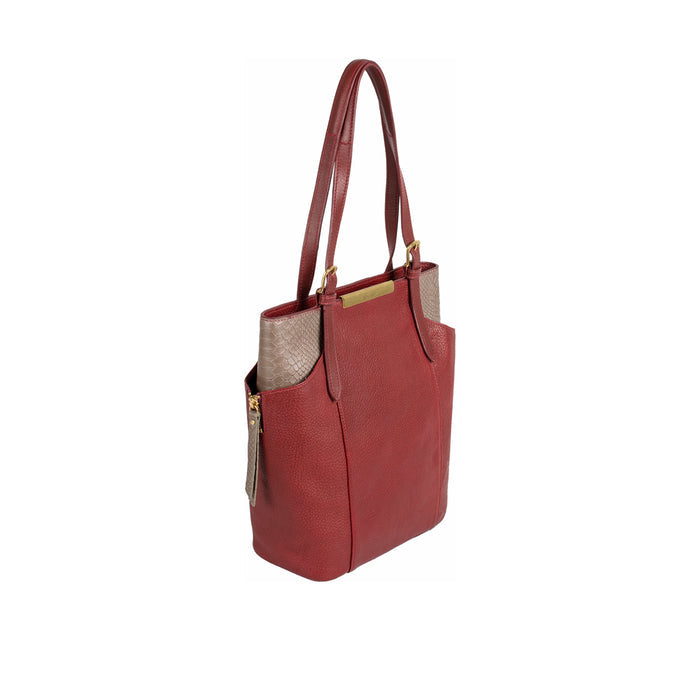 Ee Gemini 02 Red Leather Tote Bag
