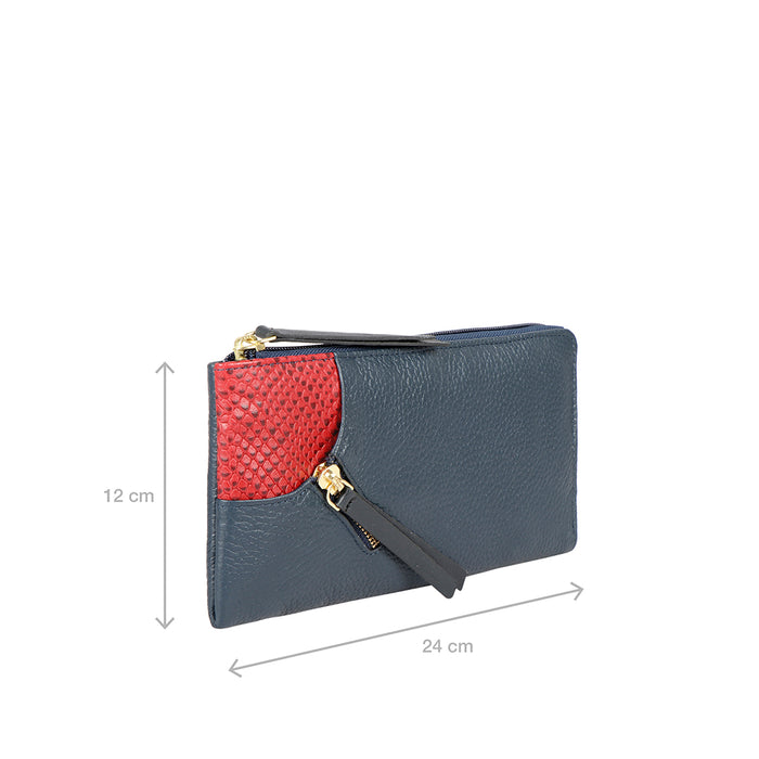 Ee Gemini W2  Blue Leather Zip Around Wallet