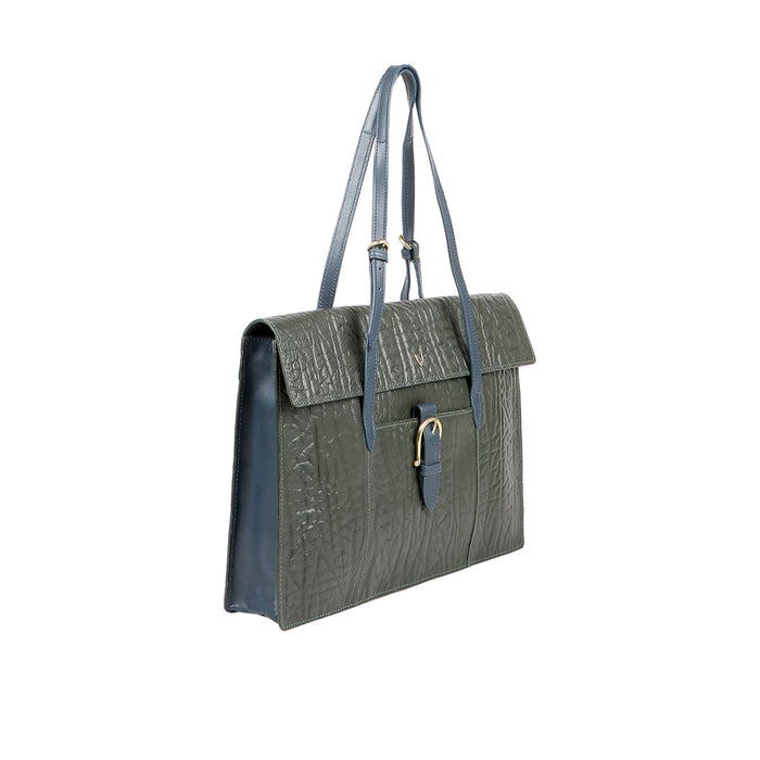Ee Kathryn 01 Green Leather Laptop Bag