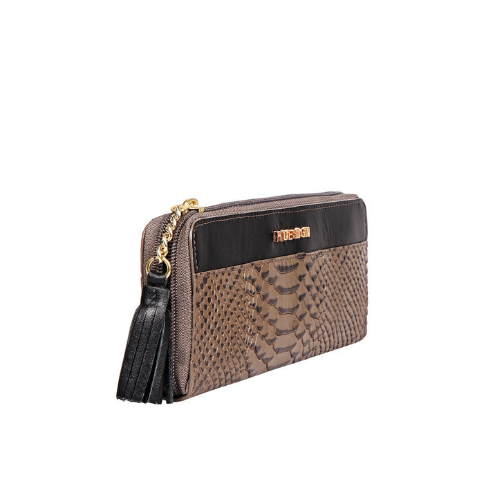 Ee Kuhulu W1  Grey Leather Zip Around Wallet