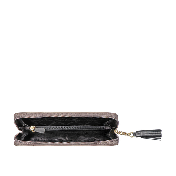 Ee Kuhulu W1  Grey Leather Zip Around Wallet