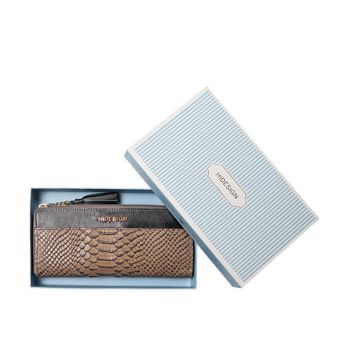 Ee Kuhulu W1  Grey Leather Zip Around Wallet