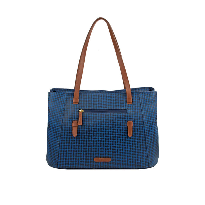 Ee Leandra 01 Blue Leather Tote Bag