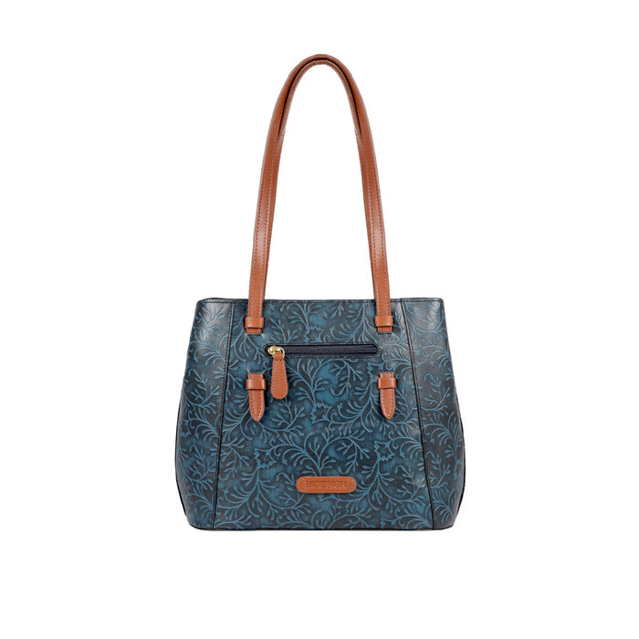 Ee Leandra 02 Blue Leather Shoulder Bag