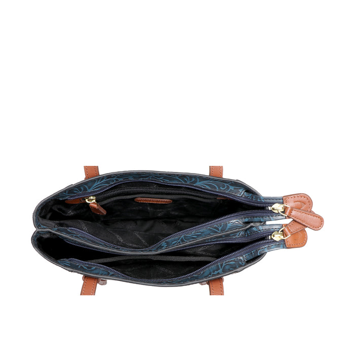 Ee Leandra 02 Blue Leather Shoulder Bag