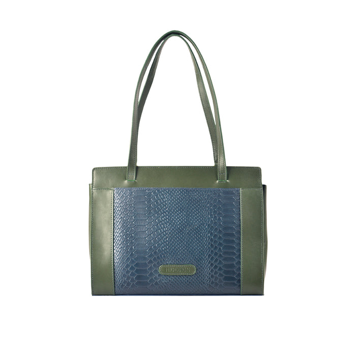 Ee Libra 02 Blue Leather Tote Bag