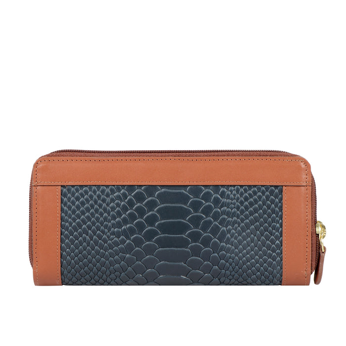 Ee Libra W2  Blue Leather Double Zip Around Wallet
