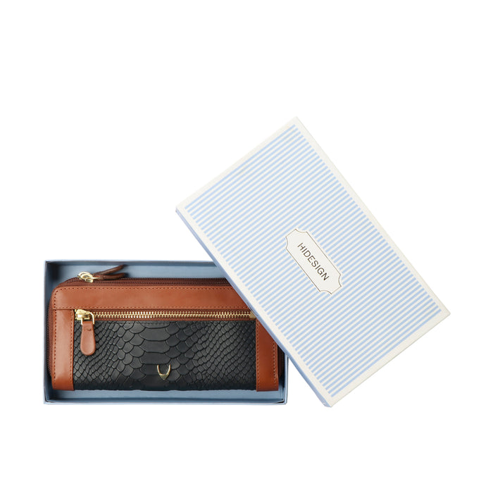 Ee Libra W2  Blue Leather Double Zip Around Wallet