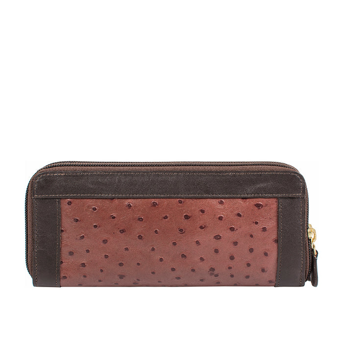 Ee Libra W2  Brown Leather Double Zip Around Wallet