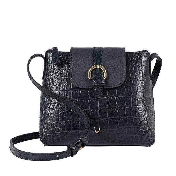 Ee Lyra Blue Leather Sling Bag