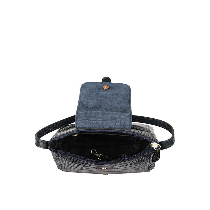 Ee Lyra Blue Leather Sling Bag
