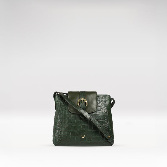 Ee Lyra Green Leather Sling Bag