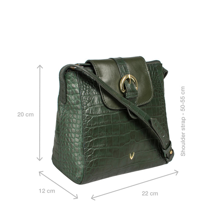 Ee Lyra Green Leather Sling Bag