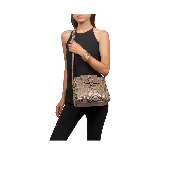 Ee Lyra Grey Leather Sling Bag