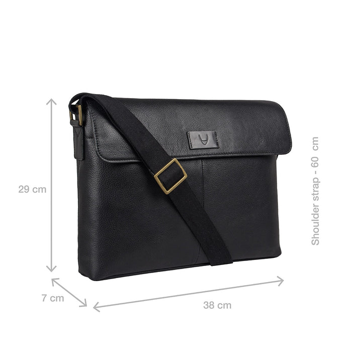 Ee Pluto 01 Black Leather  Messenger Bag