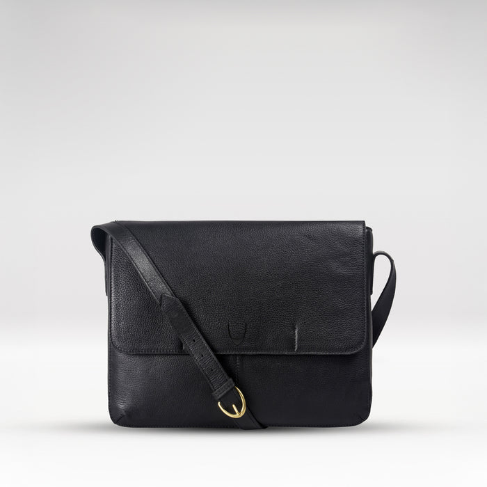 Ee Salvodor 01 Black Leather  Messenger Bag