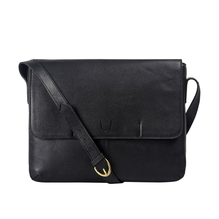 Ee Salvodor 01 Black Leather  Messenger Bag