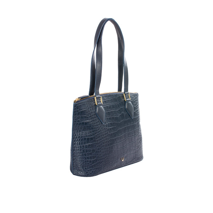 Ee Scorpio 02 Blue Leather Tote Bag