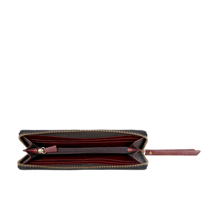 Ee Scorpio W2  Black Leather Zip Around Wallet