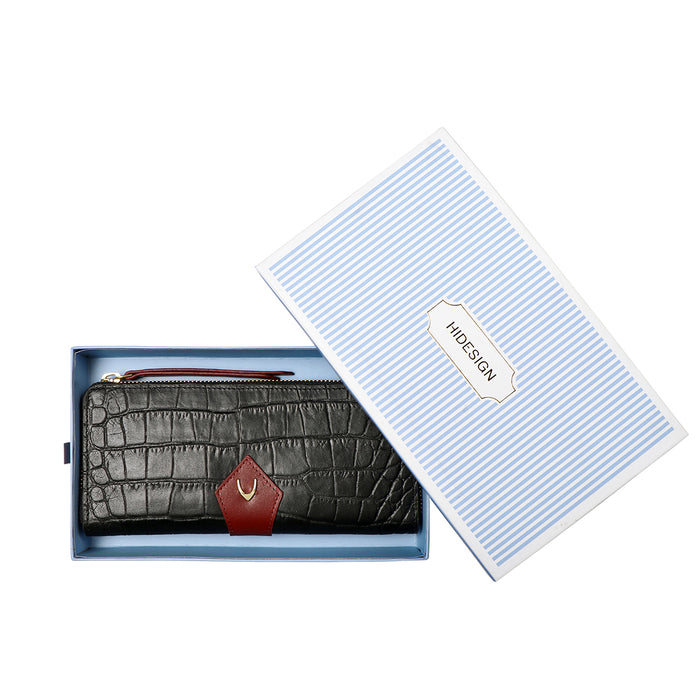 Ee Scorpio W2  Black Leather Zip Around Wallet