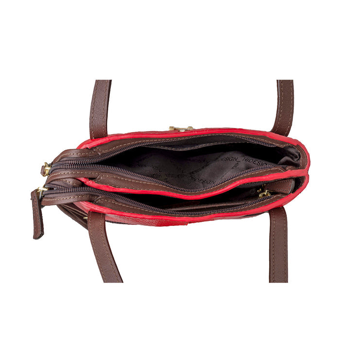 Ee Silvia 01 Red Leather Shoulder Bag