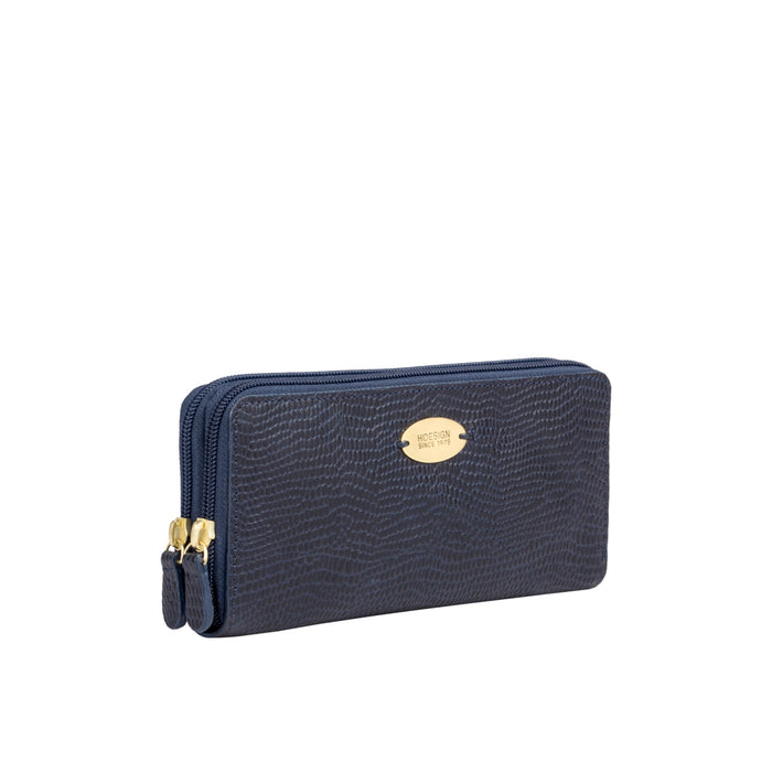 Ee Taurus W2  Blue Leather Double Zip Around Wallet