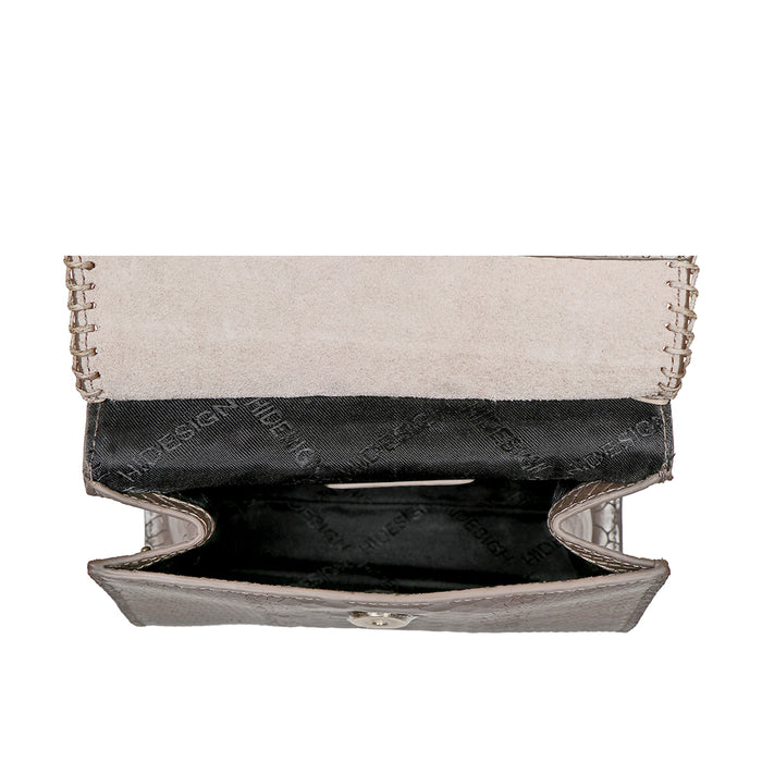 Ee Zoey Grey Leather Mini Bag