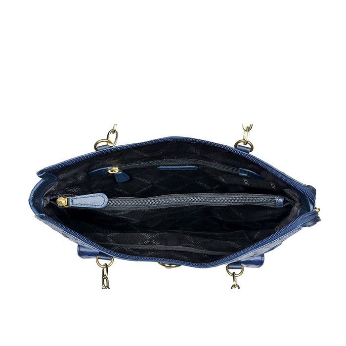 Eliza 01 Sb Blue Leather Tote Bag