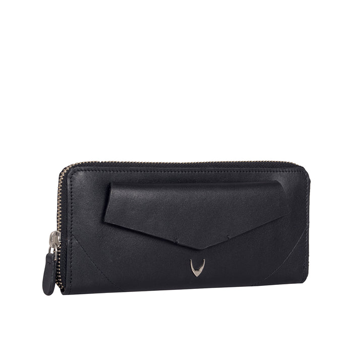 Evolve W1 Black Leather Zip Around Wallet