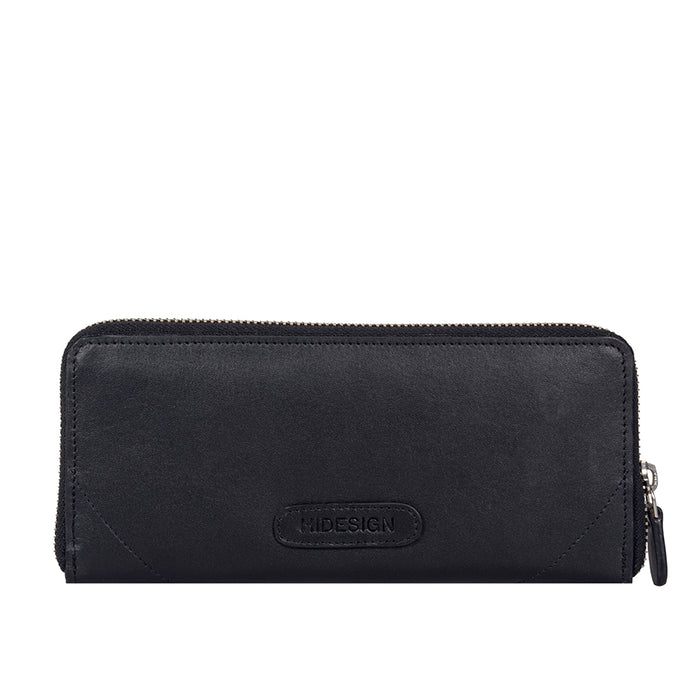 Evolve W1 Black Leather Zip Around Wallet