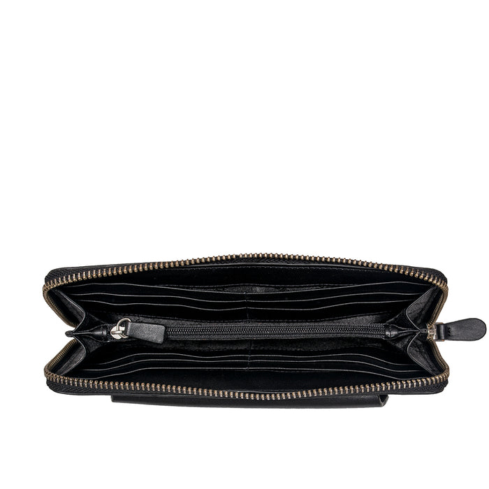 Evolve W1 Black Leather Zip Around Wallet