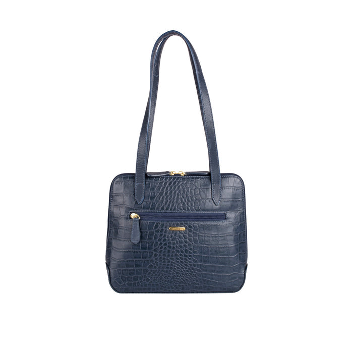 Fl Cindy Blue Leather Shoulder Bag