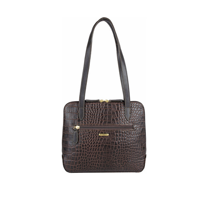 Fl Cindy Brown Leather Shoulder Bag