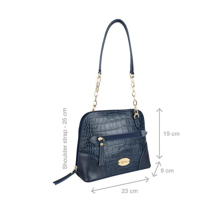 Fl Heidi Blue Leather Shoulder Bag