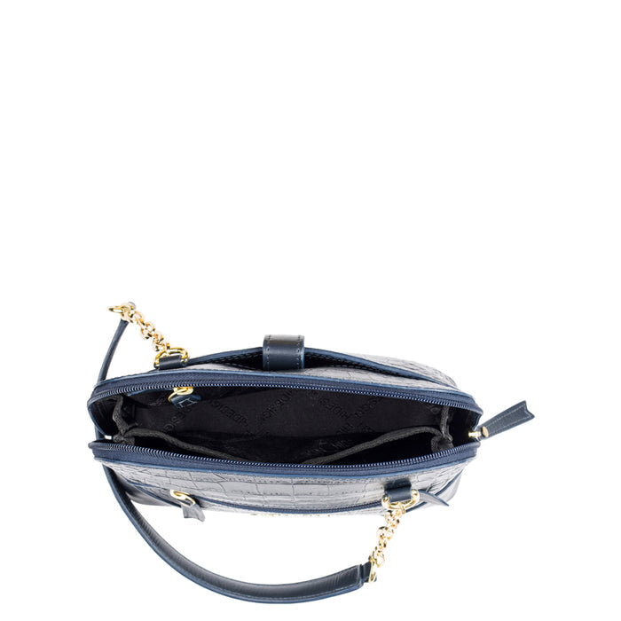 Fl Heidi Blue Leather Shoulder Bag