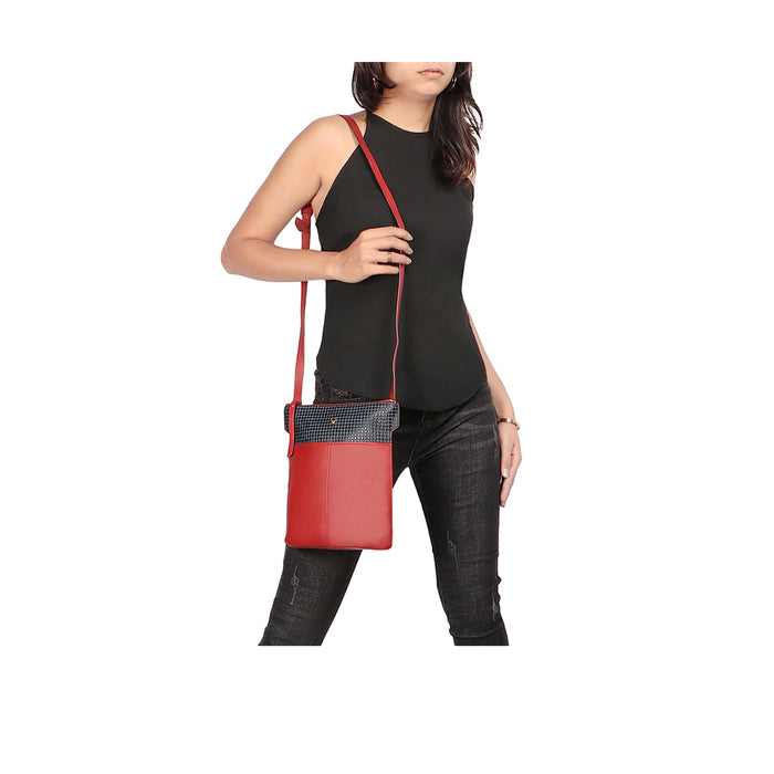 Fl Karly 01 Red Leather Sling Bag