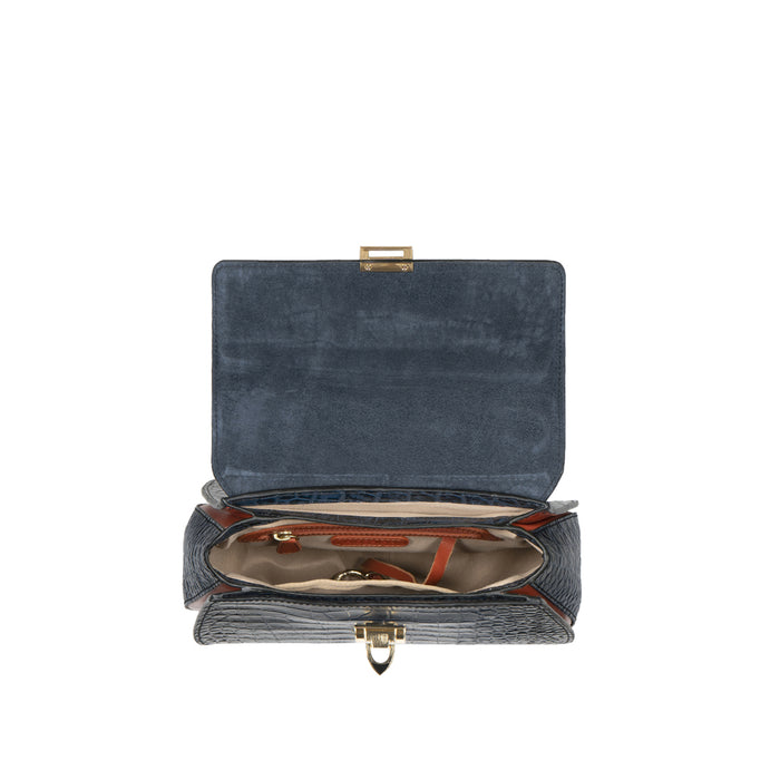 Fling 02 Blue Leather Satchel