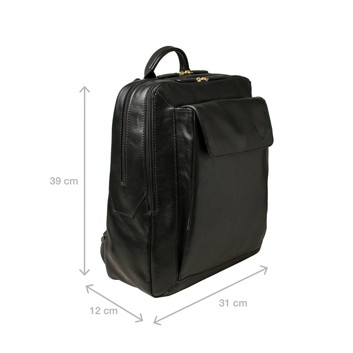 Flint Black Leather  Backpack